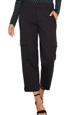 Liverpool Los Angeles Pants|Utility Pants-UTILITY CARGO CROP WITH TAB HEM Blackcrosshatch