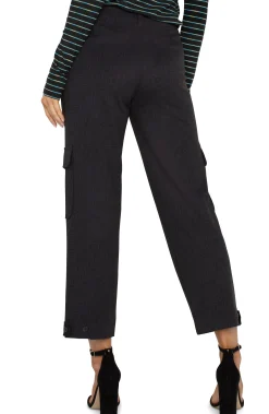 Liverpool Los Angeles Pants|Utility Pants-UTILITY CARGO CROP WITH TAB HEM Blackcrosshatch