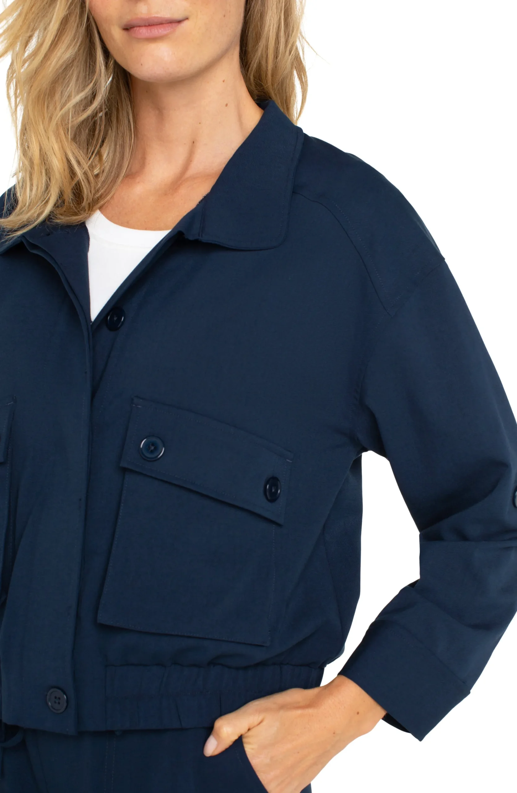 Liverpool Los Angeles Jackets-UTILITY JACKET WITH CINCH HEM Darknavy