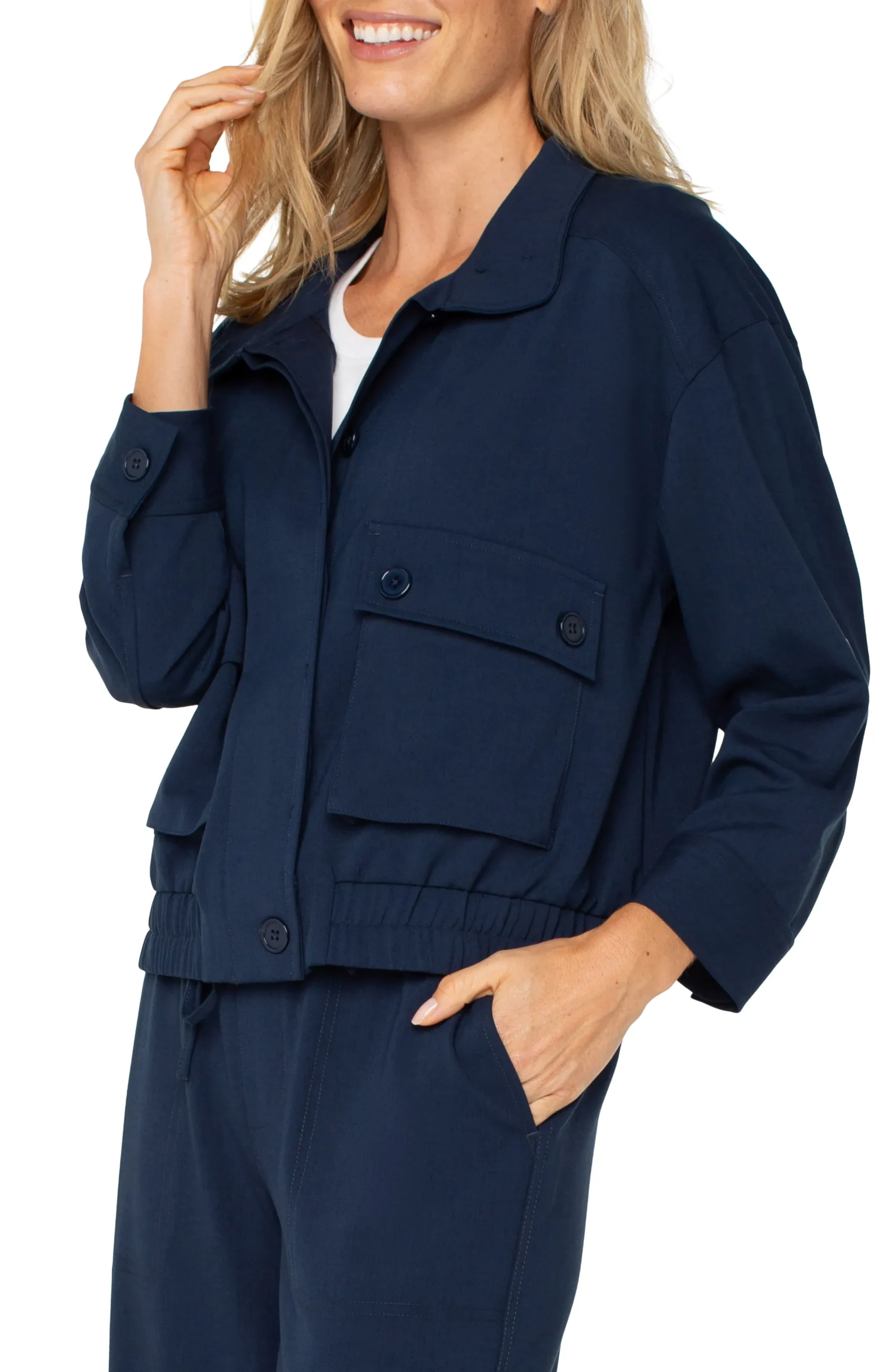 Liverpool Los Angeles Jackets-UTILITY JACKET WITH CINCH HEM Darknavy