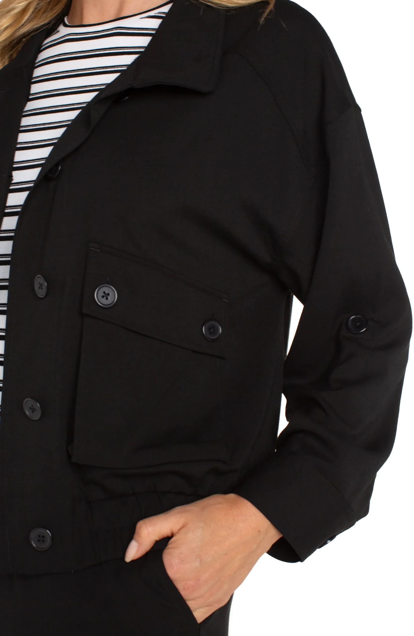 Liverpool Los Angeles Jackets-UTILITY JACKET WITH CINCH HEM Black