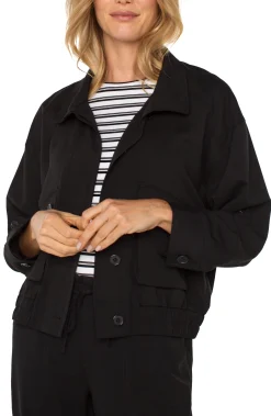 Liverpool Los Angeles Jackets-UTILITY JACKET WITH CINCH HEM Black