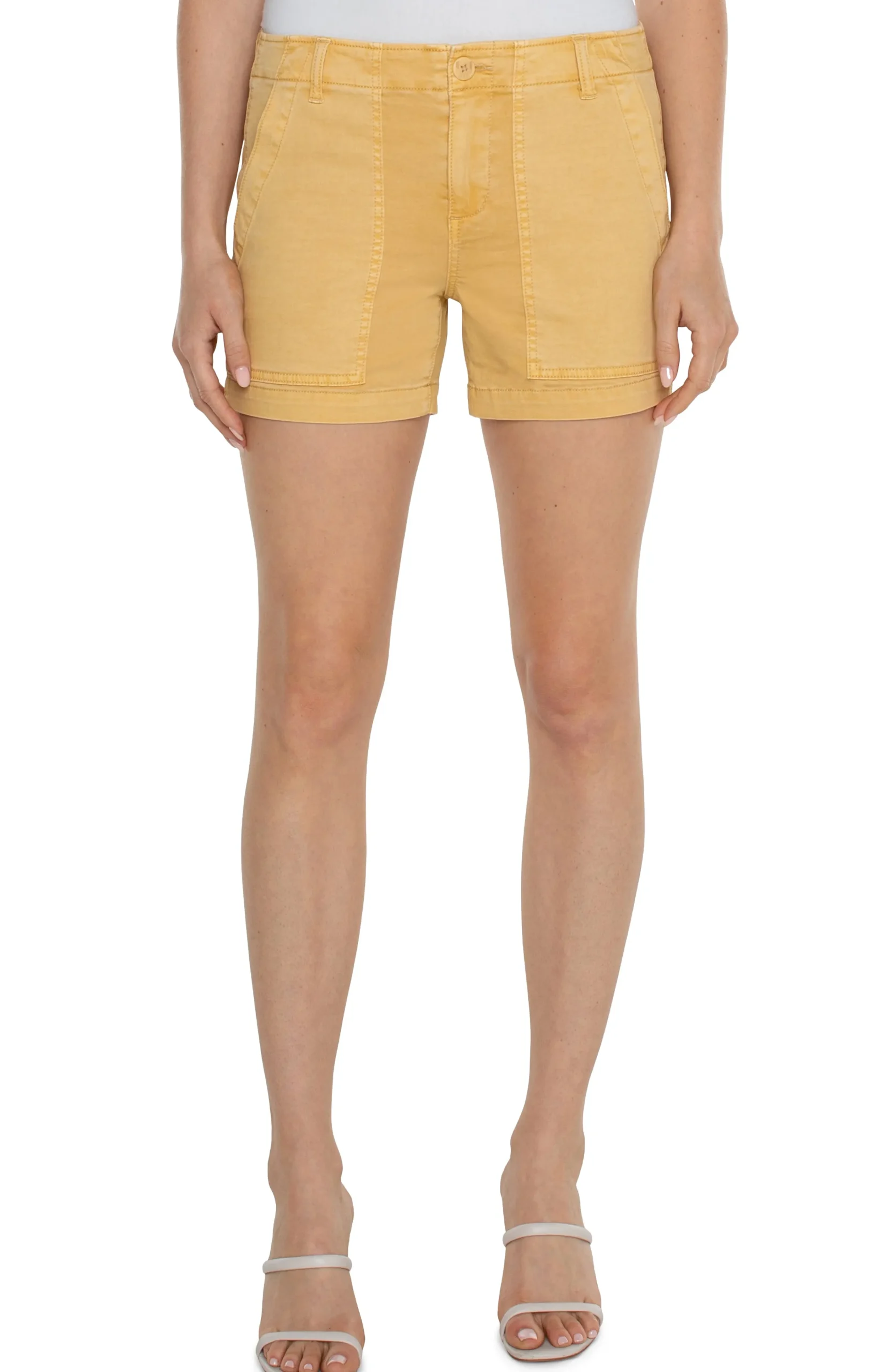 Liverpool Los Angeles Shorts|Shorts-UTILITY SHORT WITH FLAP POCKETS Flaxengold