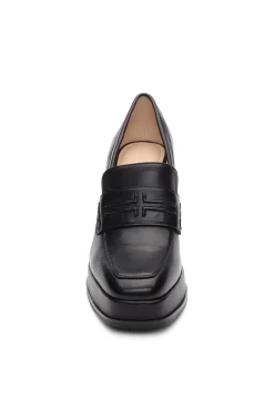 Liverpool Los Angeles Heels|Loafers-WESTLAKE LOAFER WITH MID STACK HEEL Black