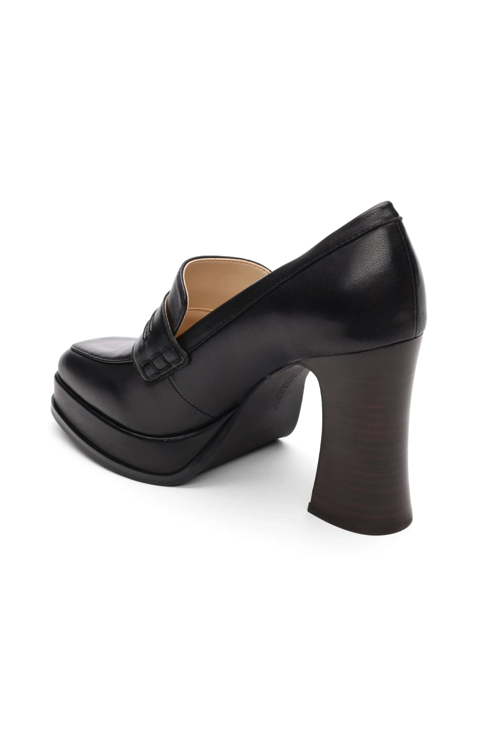 Liverpool Los Angeles Heels|Loafers-WESTLAKE LOAFER WITH MID STACK HEEL Black