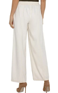 Liverpool Los Angeles Jeans|Pants-WIDE LEG TROUSER WITH ELASTIC WAISTBAND Antiqueecru