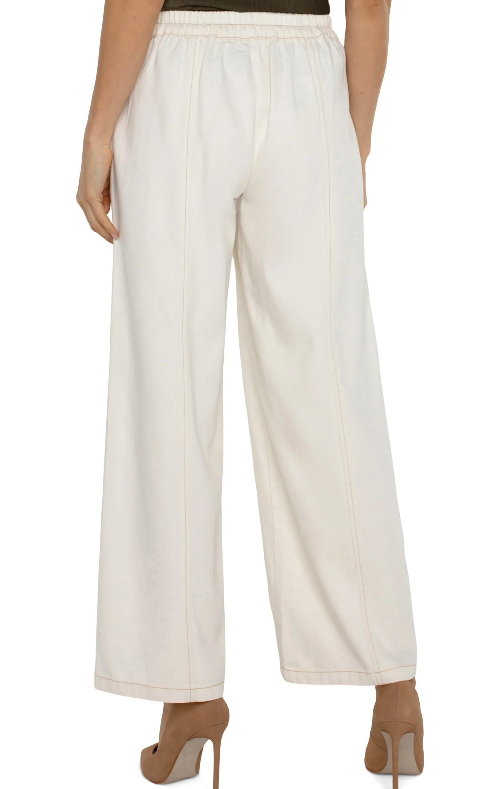 Liverpool Los Angeles Jeans|Pants-WIDE LEG TROUSER WITH ELASTIC WAISTBAND Antiqueecru