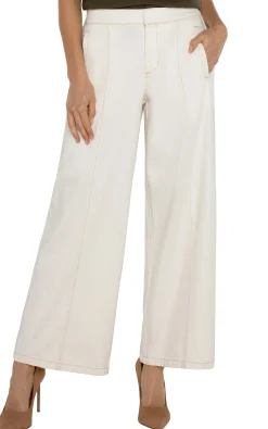 Liverpool Los Angeles Jeans|Pants-WIDE LEG TROUSER WITH ELASTIC WAISTBAND Antiqueecru
