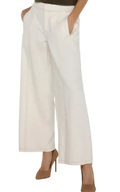 Liverpool Los Angeles Jeans|Pants-WIDE LEG TROUSER WITH ELASTIC WAISTBAND Antiqueecru