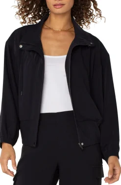 Liverpool Los Angeles Jackets-ZIP UP DOLMAN JACKET Black