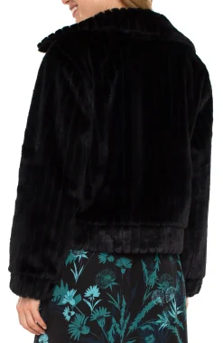 Liverpool Los Angeles Jackets-ZIP UP FAUX FUR JACKET Black